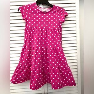 Hanna Andersson Hot Pink and White Polka Dot Dress with tiered ruffle